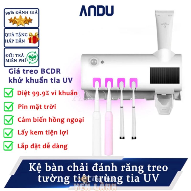 Máy Khử Khuẩn Bàn Chải Thông Minh , Giá Kệ Treo Bàn Chải Đánh Răng Khử Khuẩn UV Diệt Khuẩn 99% , Máy Khử Khuẩn Gia Đình