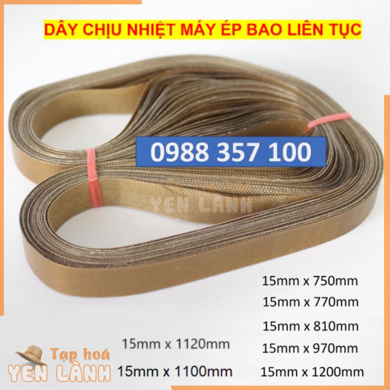 Dây nhiệt máy hàn miệng túi liên tục, dây curoa máy ép bao liên tục, dây vải máy hàn mép túi FR900,SF150,FRM980,FRD1000