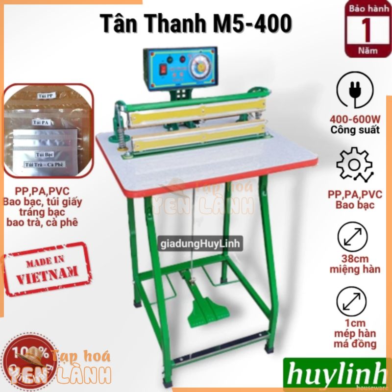 Máy hàn miệng túi đạp chân Tân Thanh M5-400 [M5-300] [máy ép dẻo] [Máy ép túi cà phê – túi trà – túi bạc – túi giấy]