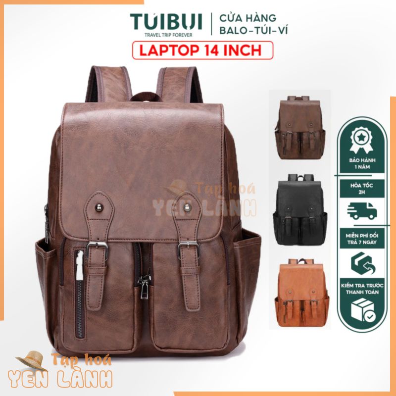 Balo da cao cấp nam nữ unisex thời trang đi học ngăn để laptop 14 inch phong cách Hàn Quốc