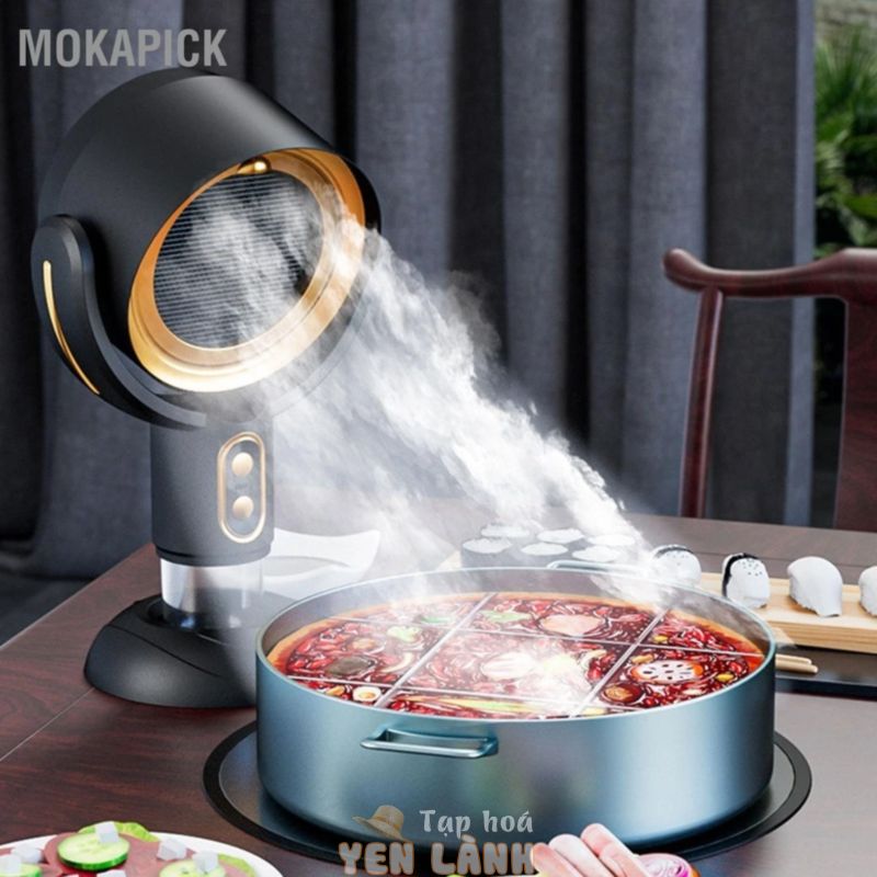 Mokapick Máy tính để bàn di động hút mùi ion âm Bộ lọc dầu có thể tháo rời 2 tốc độ Cốc thu gom Nhà bếp Quạt cho nồi Lẩu BBQ trong nhà sạc lại USB