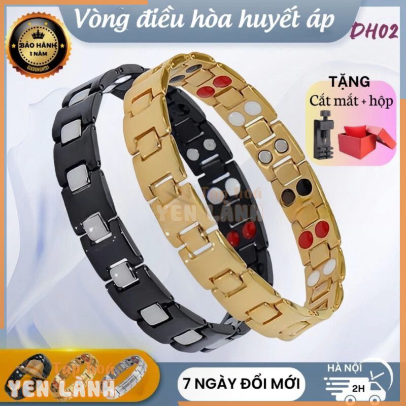 Vòng điều hòa huyết áp Nhật Bản 5 itrong 1, vòng đeo tay có 42 viên đá Ebuty làm từ thép không gỉ an toàn sức khỏe