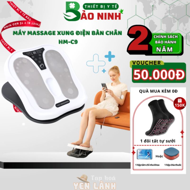 Máy massage bàn chân xung điện HM-C9, thảm massage chân tác động huyệt đạo bàn chân giảm đau mỏi, tê bì