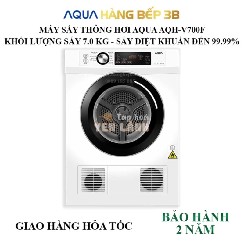 Máy sấy quần áo Aqua AQH-V700F khối lượng sấy 7kg – Hàng Bếp 3B