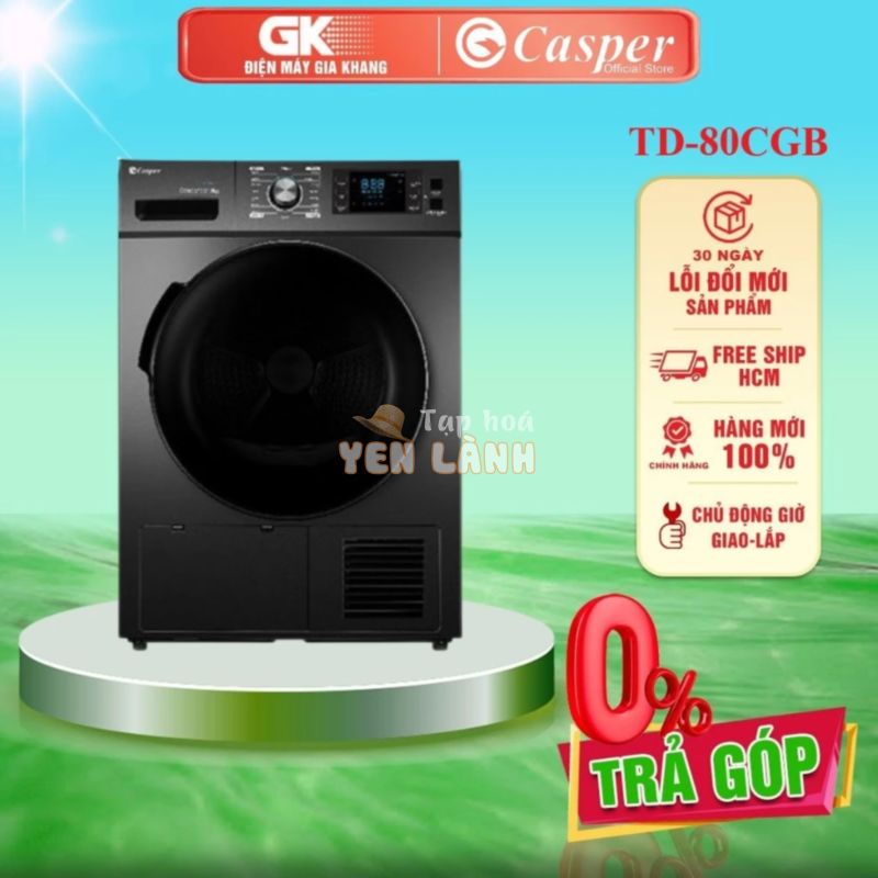 TD-80CGB – Máy Sấy Quần Áo Casper 8 Kg TD-80CGB – Bảo Hành Chính Hãng