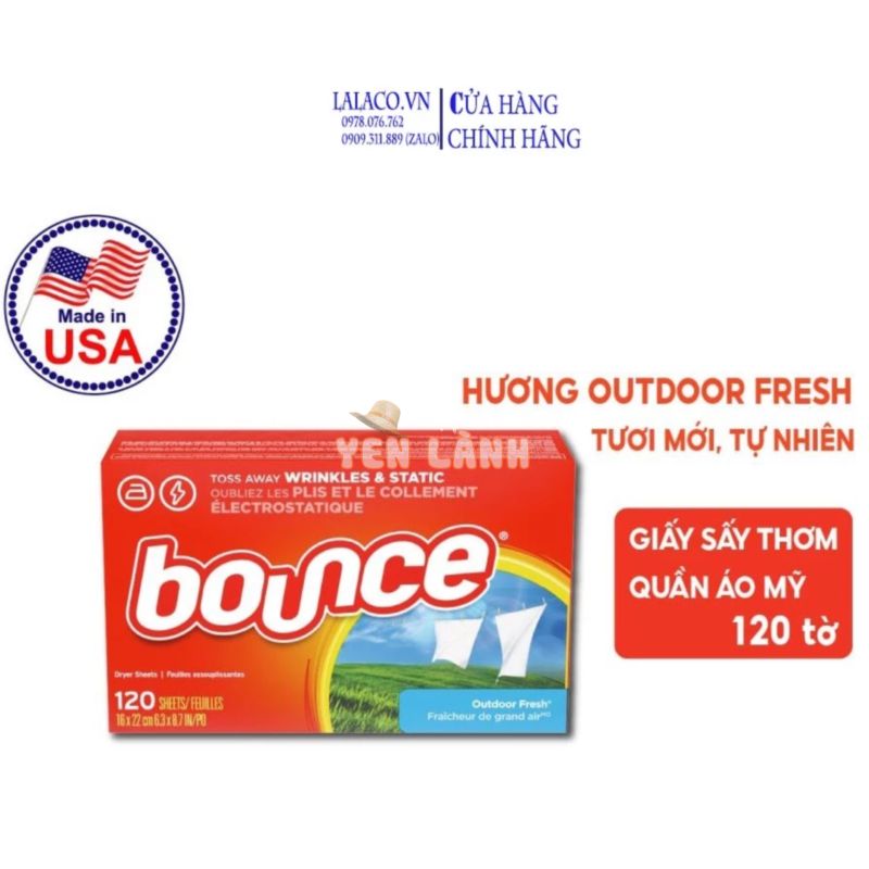 Hộp Giấy Thơm Quần Áo Bounce 160 tờ – renewing freshness của Mỹ, giấy thơm dùng cho máy sấy, ướp quần áo