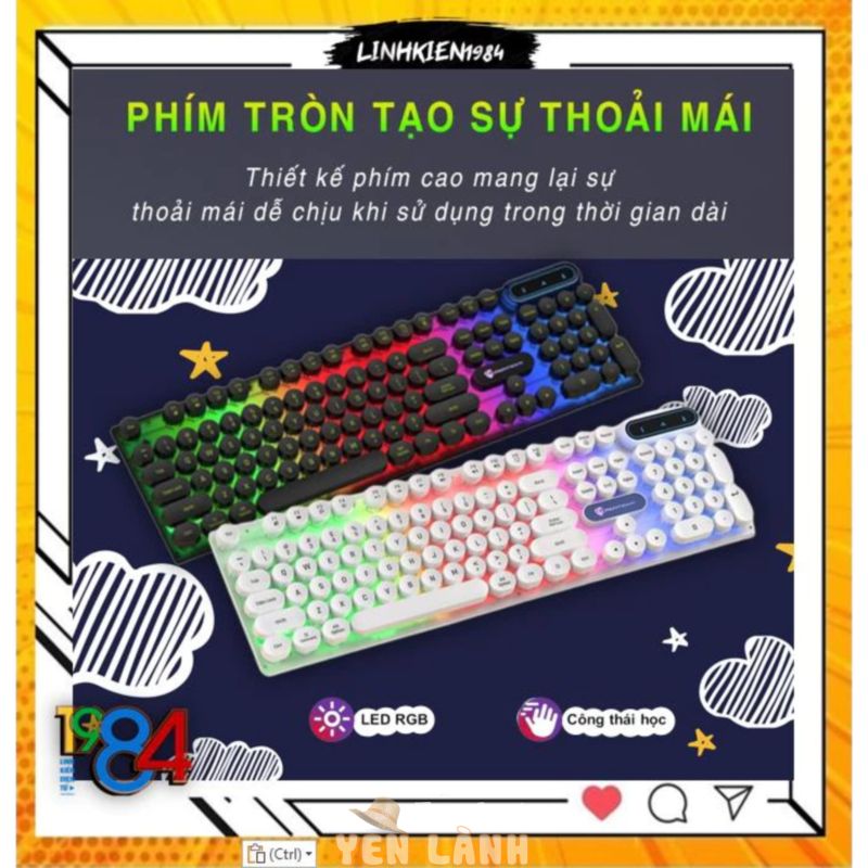 Bàn phím máy tính gaming giả cơ YINDIAO PK100 có dây nút tròn Led RGB chống nước chuyên chơi game và làm việc văn phòng