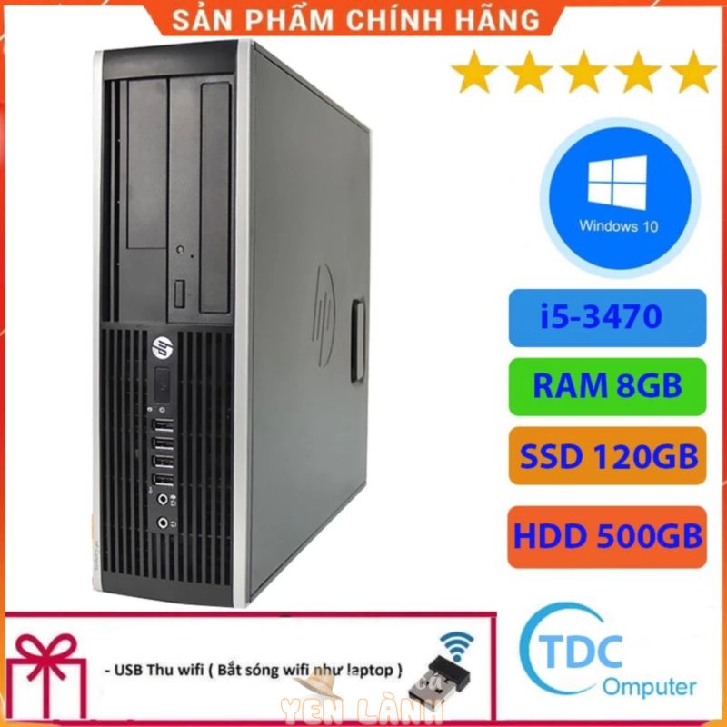 Case máy tính để bàn HP Compaq 6300 SFF CPU i5-3470 Ram 8GB SSD 120GB+ HDD 500GB Tặng USB thu Wifi, Bảo hành 12 tháng