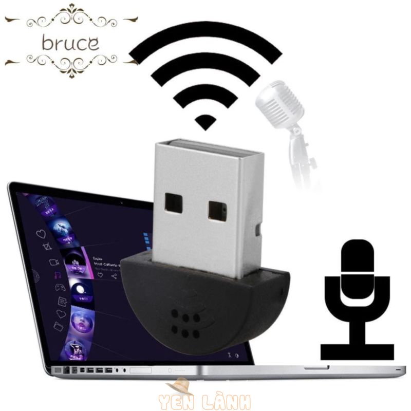 Bruce Micro Bài giảng Giảng Dạy Không Cần Lái Xe PC Notebook Mic Bộ Chuyển Đổi Âm Thanh Laptop Để Bàn Nhận Dạng Giọng Nói Mini USB 2.0 Mic