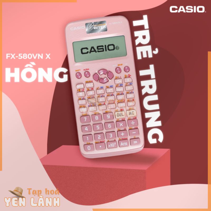 [MÀU HỒNG] Máy tính bỏ túi CASIO 580VNX CŨ 80-99% | CASIO 580VNX đã qua sử dụng CHÍNH HÃNG SOI LASER còn bảo hành hãng