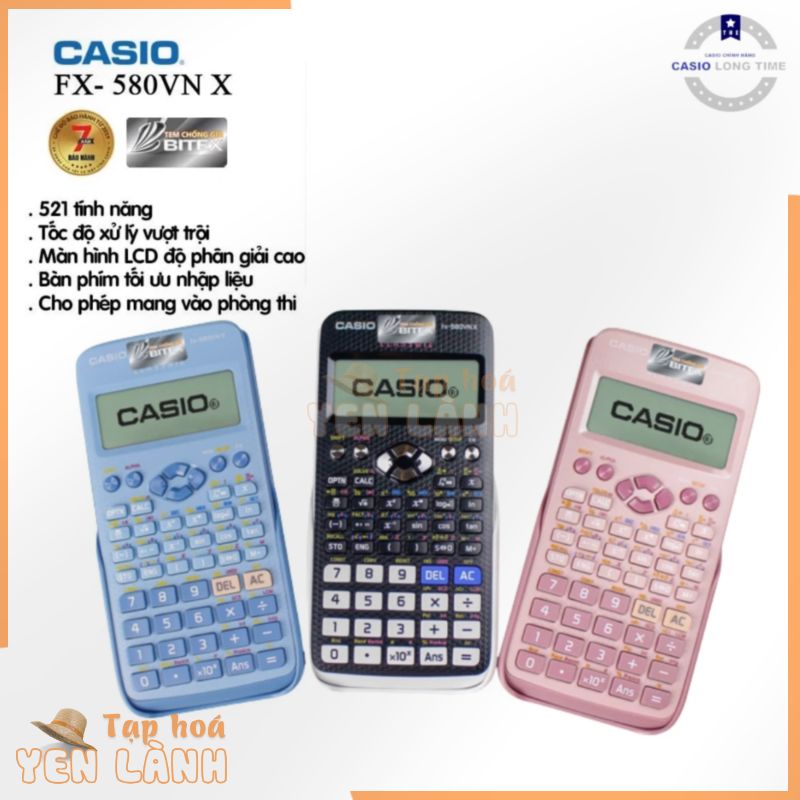 Máy tính casio Fx 580vnx , cầm tay , bỏ túi , đi thi , đi học , bảo hành 7 năm