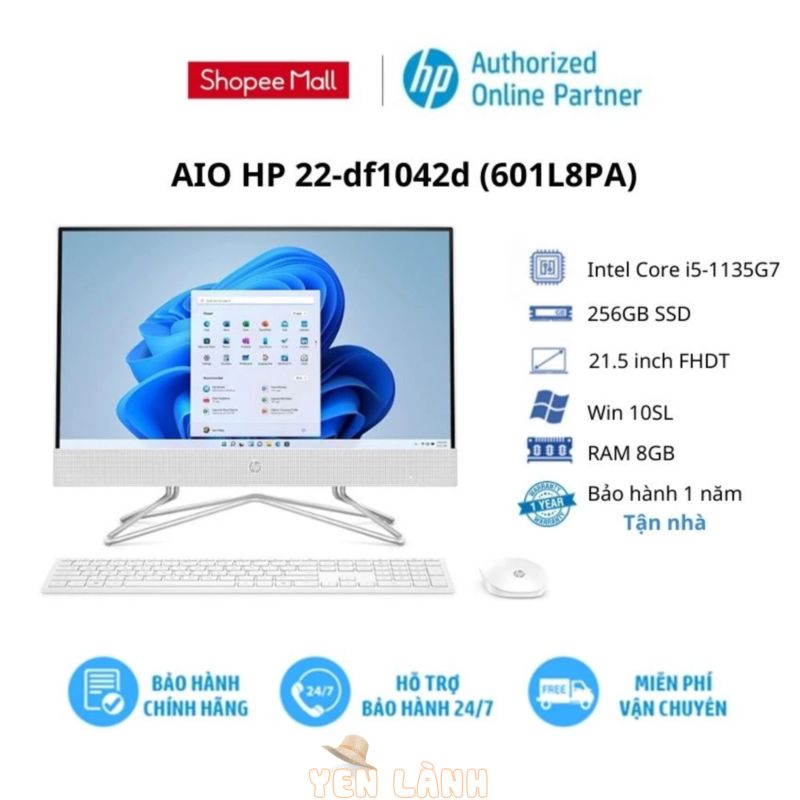 Máy tính để bàn AIO HP 22-df1042d (601L8PA)/ Core i5/ RAM 8GB/ 256GB SSD/ 21.5 FHD