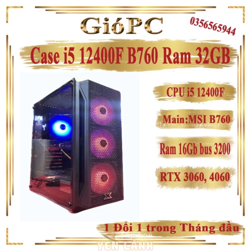 Bộ máy tính để bàn PC i5 12400F, Case máy tính i5 12400F Chiến Games làm đồ họa tầm cao