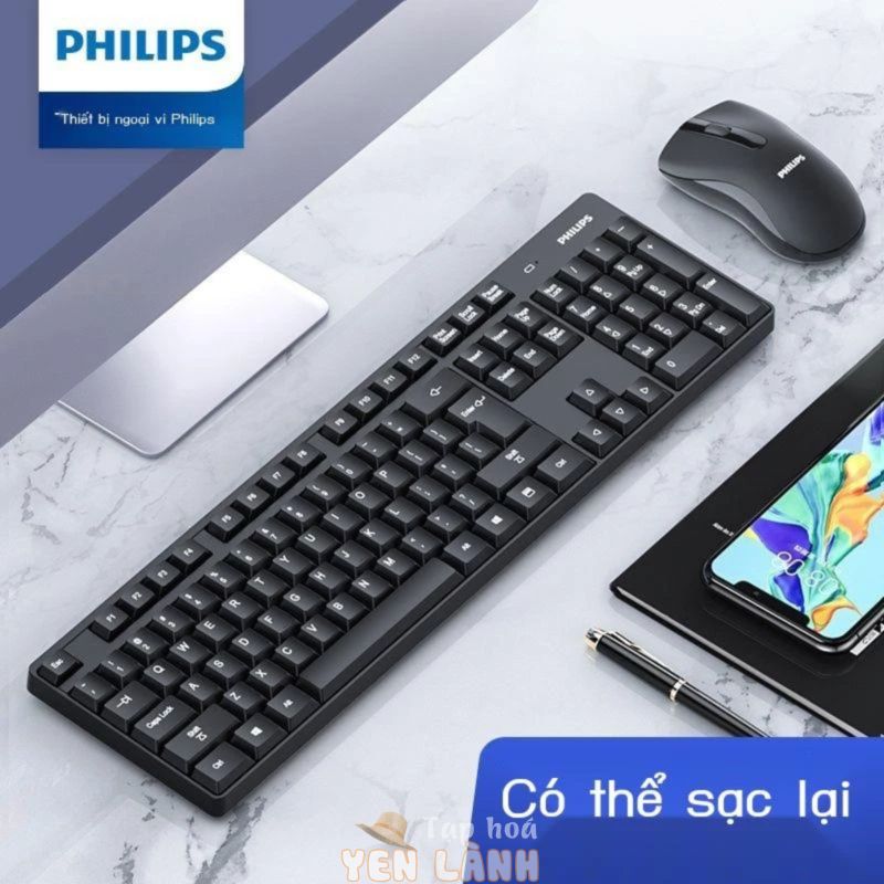 [Siêu Hot] Bộ Bàn Phím Và Chuột Không Dây Philips Sạc Văn Phòng Bass Máy Tính Để Bàn HP Lenovo Asus Phổ Thông