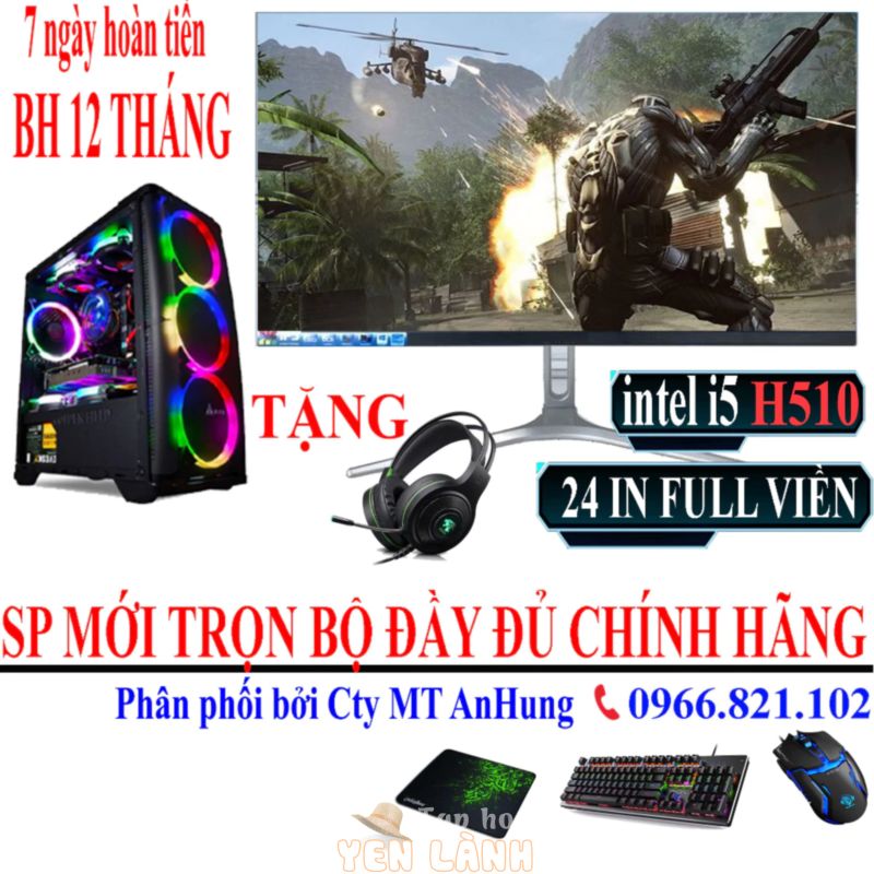 Bộ máy tính để bàn chơi GAME i5 10400f model 2022 MỚI full box TRỌN BỘ ĐẦY ĐỦ phù hợp mọi nhu cầu