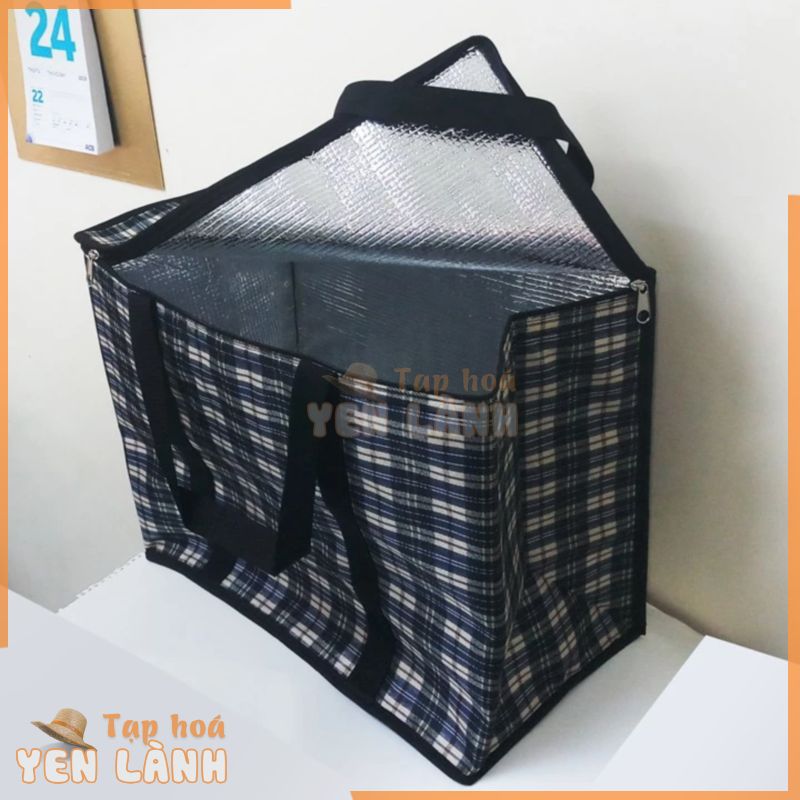 Túi giữ nhiệt lớn, túi giao hàng, 45×25 cao 35cm; vải bố dù, xếp gọn, dây quai xách may vòng qua đáy. TX97dv