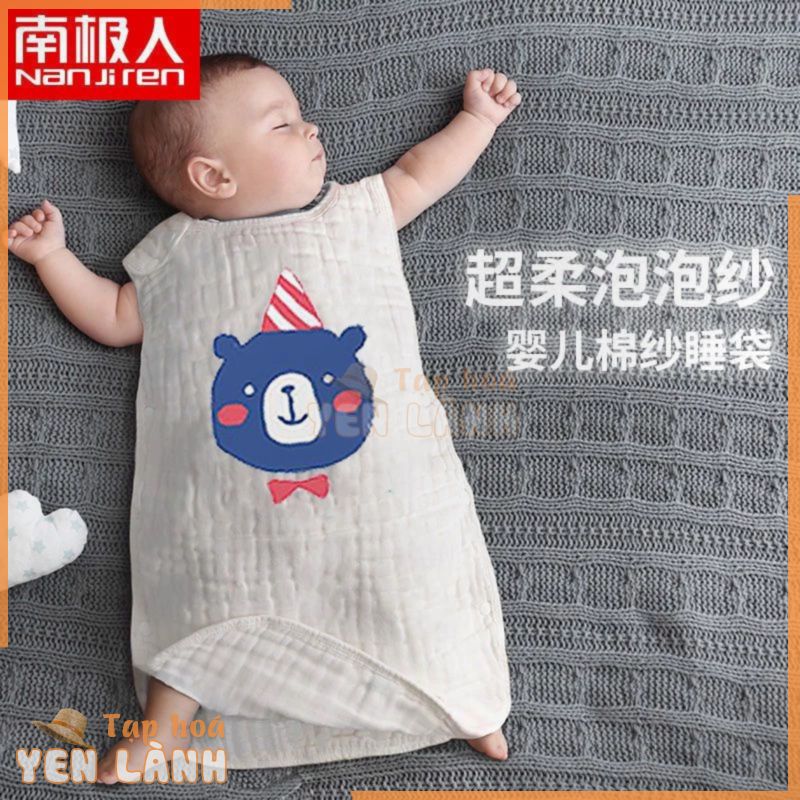 [May mắn cho bé] Quần yếm chống dính ngủ ở Nam Cực Xuân Thu Hè Trẻ em Cotton nguyên chất Bảo vệ bụng Túi ngủ cho bé Bảo vệ nút bụng Anti-C