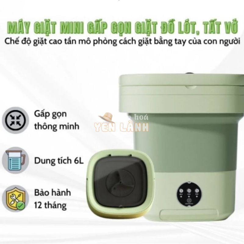 Máy giặt mini gấp gọn dung tích 6L – Máy giặt đồ lót, tất vớ, quần áo trẻ em dung tích 6L tự vắt khô HÀNG CHÍNH HÃNG