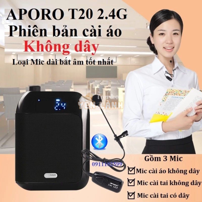 Loa trợ giảng Aporo T20, T21 2.4G cài áo không dây