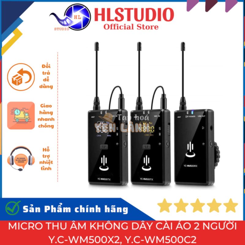 Micro Thu Âm Không Dây Cài Áo 2 Người Y.C-WM500X2, Y.C-WM500C2 HL Studio