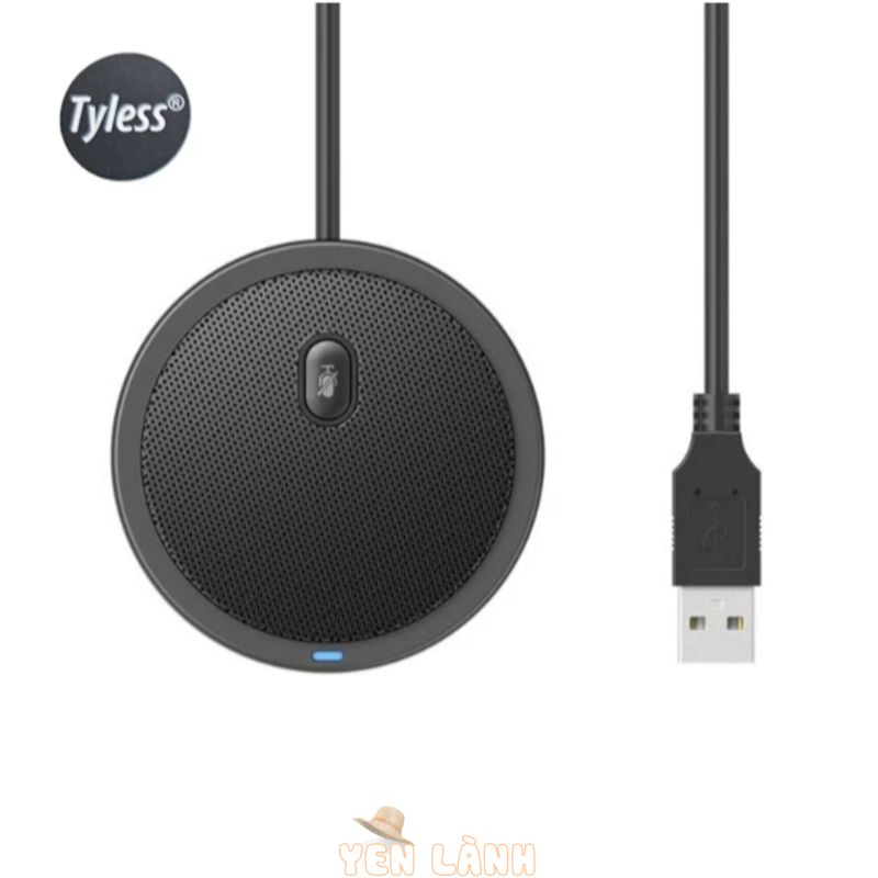 Micro thu âm đa hướng 360 độ để bàn TYLESS UM02 dùng cho họp hội nghị trực tuyến chân cắm USB có LED