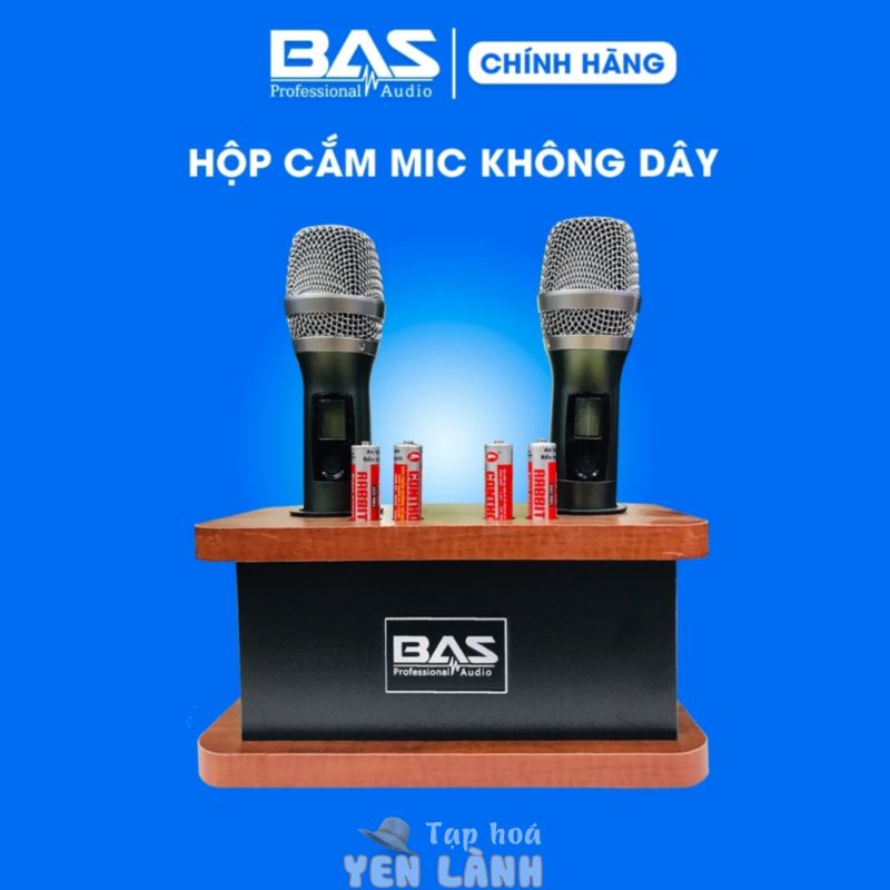 Hộp cắm micro karaoke không dây BAS02M, đế cắm micro để bàn chống rơi, lăn mic