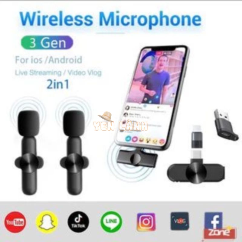 Micrô Cài Ve Áo Không Dây Micrô Cài Áo Cho Điện Thoại Android Iphone Youtube Facebook Tiktok Phát Sóng Trực Tiếp ‘Zone