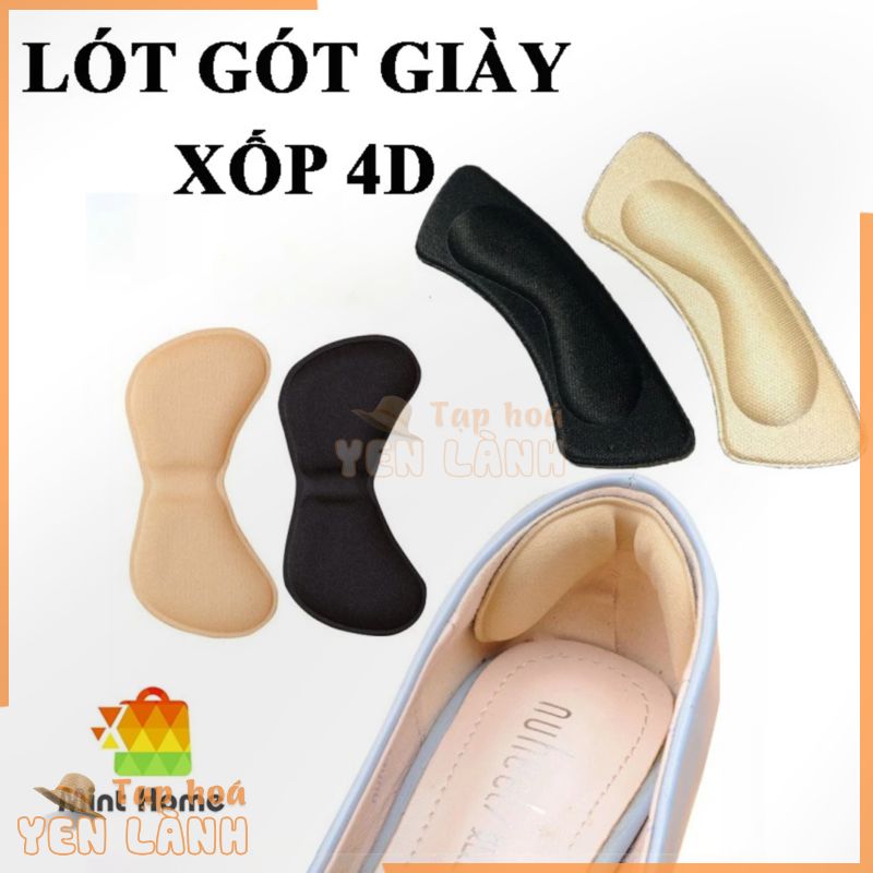 Miếng lót gót giày 4D chống rộng dán êm chân tăng size chống bị trầy bảo vệ gót sau nam nữ (Bộ 2 cái)