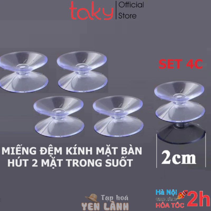 4 Miếng Hút Silicon – Taky, Đệm Kính Mặt Bàn, Lót Giữ Kính và Mặt Bàn, Chống Xê Dịch Và Trơn Trượt Mặt Kính. 5507