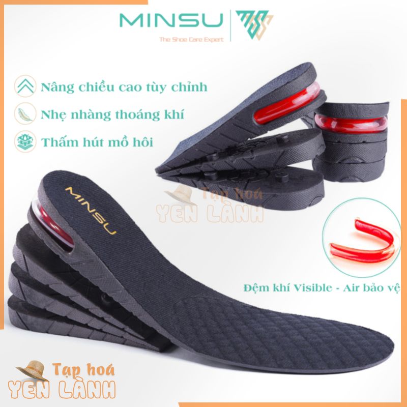 Lót Giày Tăng Chiều Cao Đệm Khí VISIBLE – AIR MINSU M5502 Miếng Độn Gót Nâng Đế Giày Tây, Thể Thao Nam Nữ Tháo Rời Được