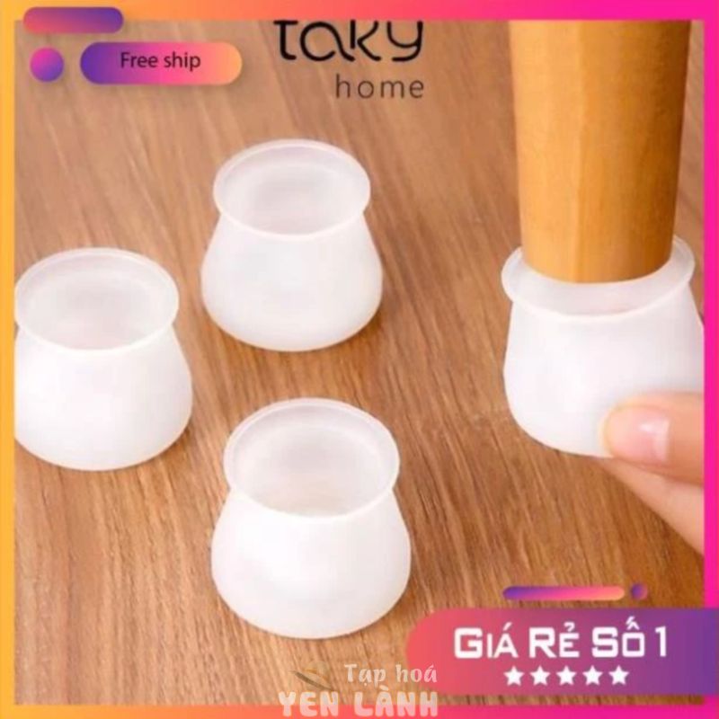 SET 4 Bọc Chân Bàn Ghế Silicone Cao Cấp / Miếng Lót Chân Bàn Ghế Chống Trượt, Chống Trầy Sàn Gỗ