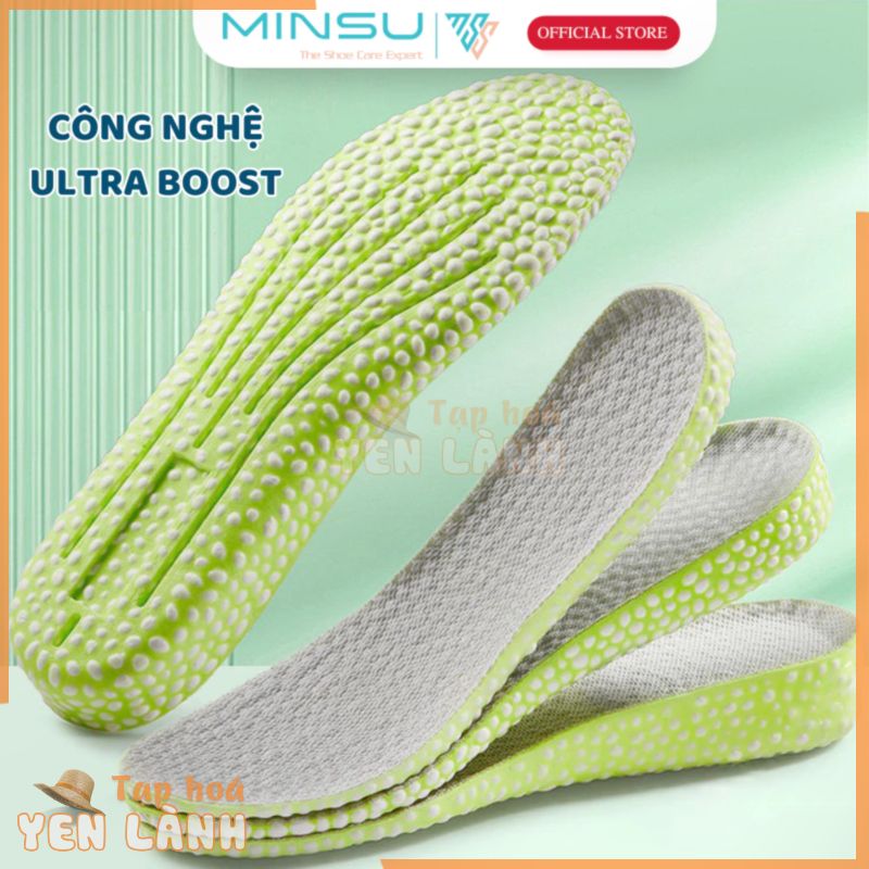 Lót Giày Cao Su Non Tăng Chiều Cao Ultraboost MINSU M7019 Miếng Độn Đế Nâng Chiều Cao cho Giày Thể Thao Nam Nữ, Da Lộn