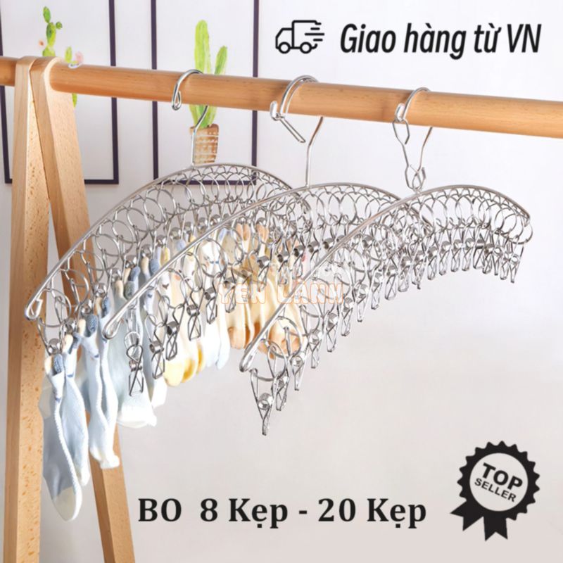 Móc treo quần áo đa năng, Kẹp phơi đồ trẻ em chất liệu inox không gỉ