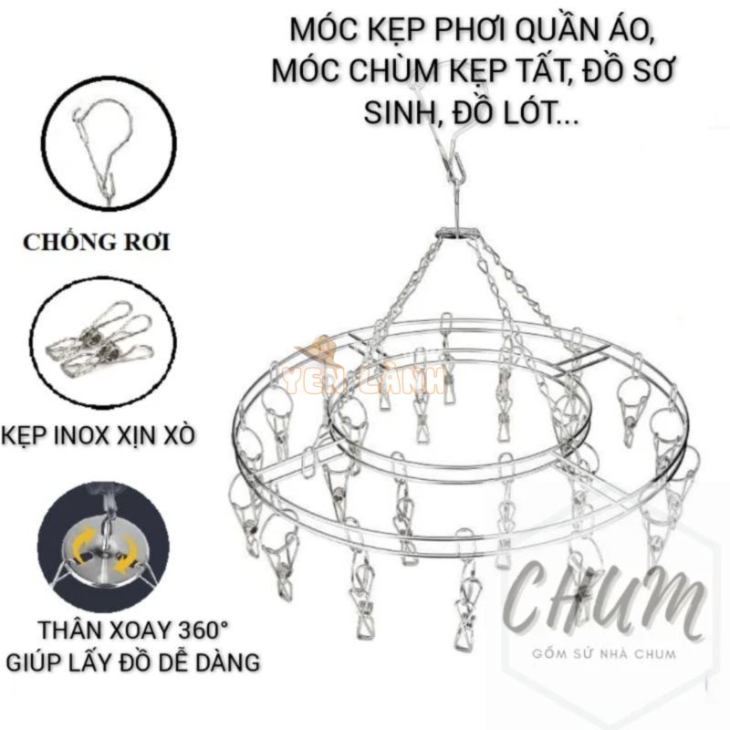 MÓC CHÙM TREO QUẦN ÁO, MÓC KẸP TREO TẤT VỚ , MÓC PHƠI QUẦN ÁO SƠ SINH…THL05