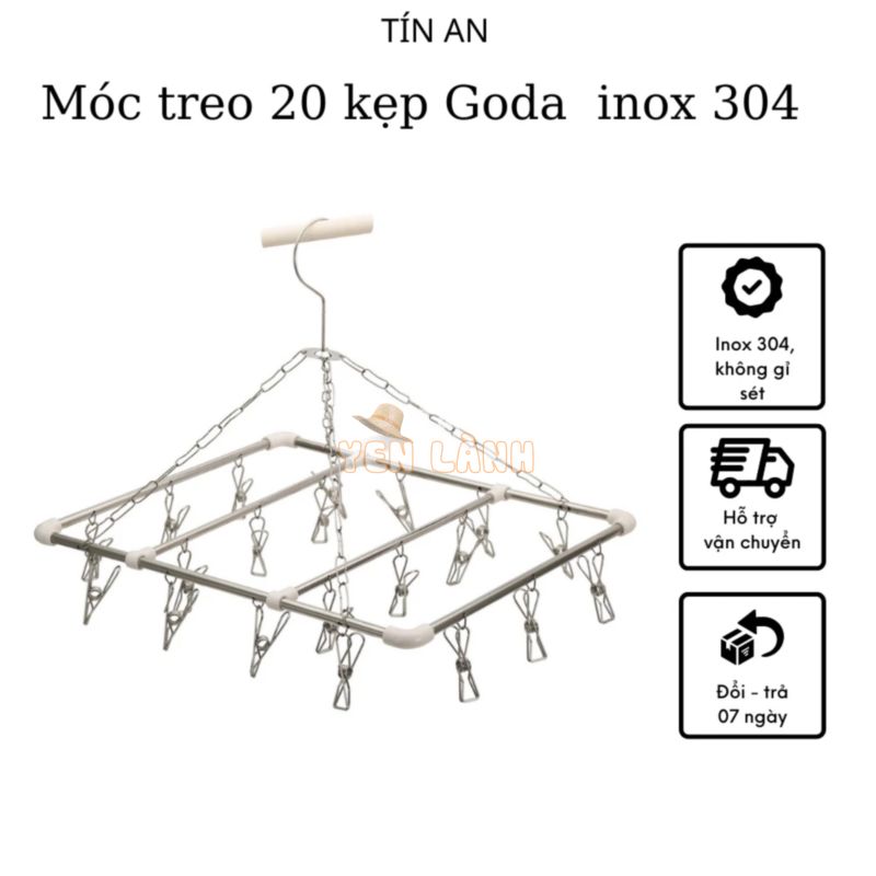 Móc treo quần áo trẻ em 20 kẹp inox 304