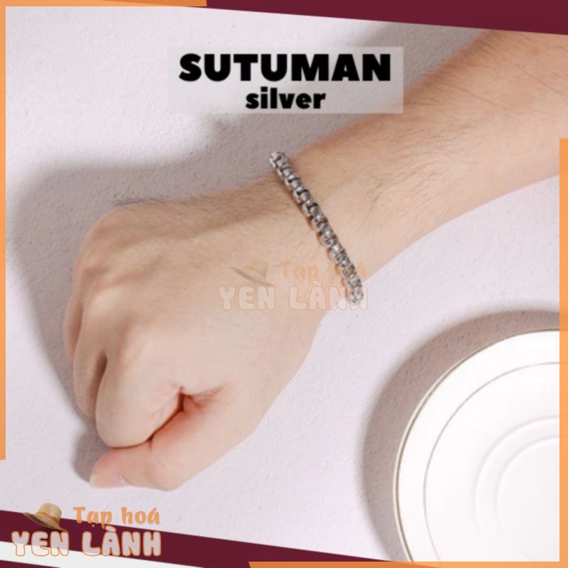 [mua từ video giảm 50%] Vòng đeo tay nam chuỗi vuông thép không gỉ phong cách Hàn Quốc thương hiệu SUTUMANsilver