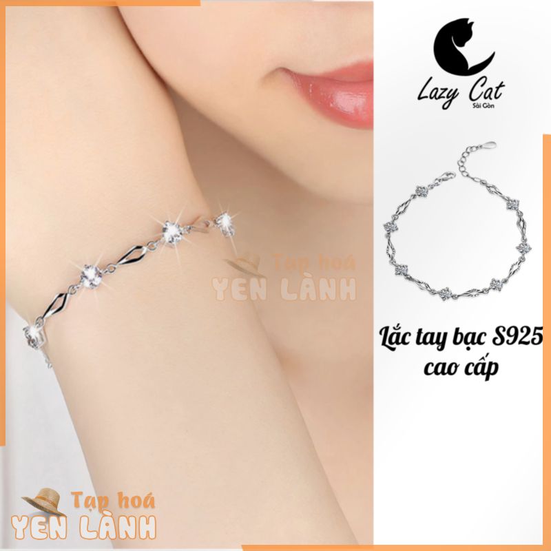 (Lazy Cat) Vòng tay nữ lắc tay nữ cao cấp bạc S925 đá trắng sang trọng hàng tuyển loại 1 Hàn Quốc tặng hôp khi mua