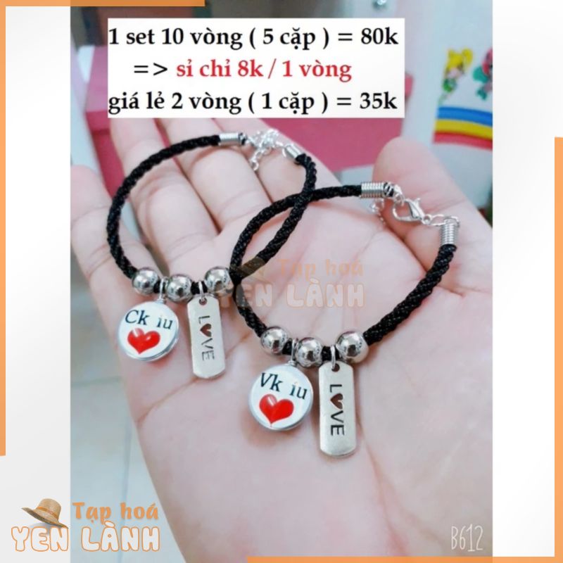 sỉ 1 set 10 vòng tay cặp đôi mix charm thanh love [ mua sỉ sll shopee giá tốt ]