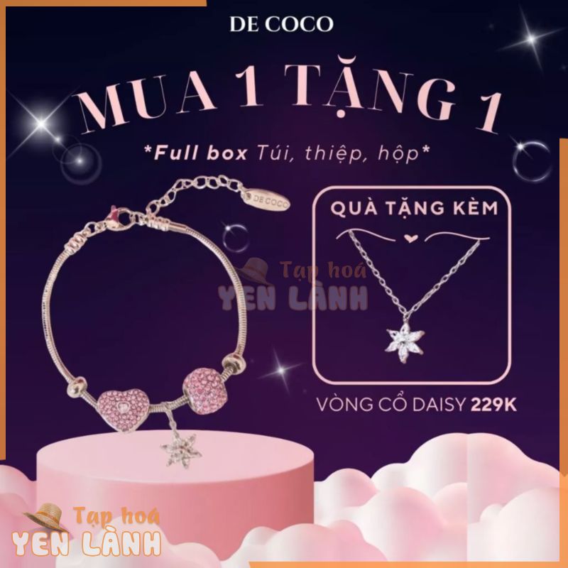 [MUA 1 TẶNG 1 VÒNG CỔ DAISY] Vòng tay nữ De Coco Lumi Charmy Hồng (kèm Túi giấy + Hộp + Thiệp)