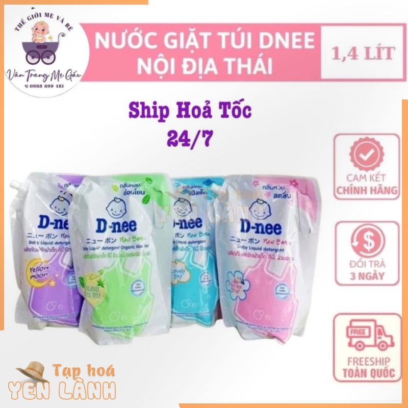 (HÀNG NỘI ĐỊA) Nước giặt, Nước xả Dnee Thái túi 600ml và 1400ml có nắp