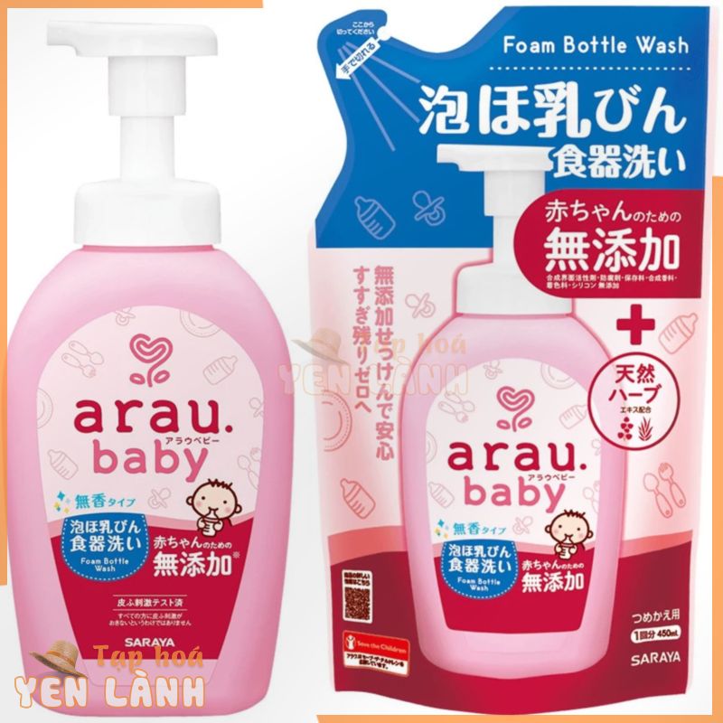 Nước RỬA BÌNH ARAU Baby Nhật CHAI 500ML/TÚI 450ML