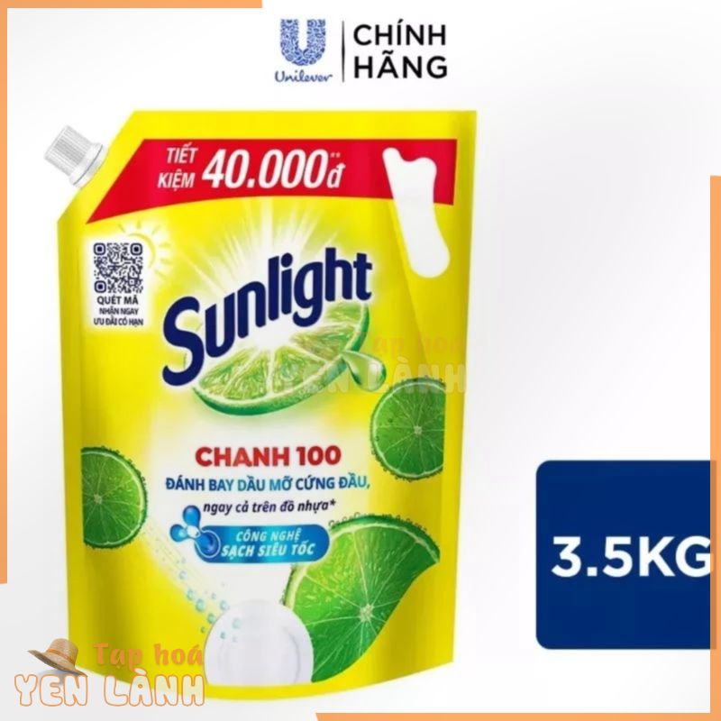 Nước Rửa Chén Sunlight Chanh Dạng Túi khủng 3.5kg