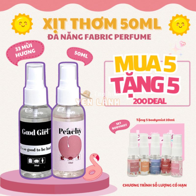 (FULL 33 MÙI) Nước Xịt Thơm Quần Áo Làm Mềm Vải Fabric Perfume – Xả Vải Khô TAPSTORE 50ml