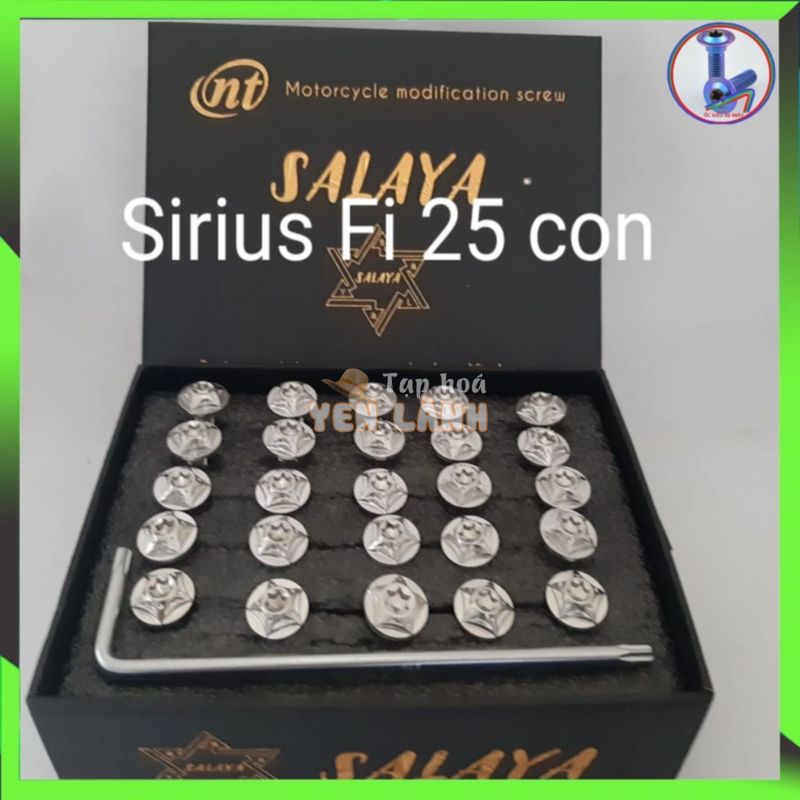 {Fee ship – Hàng có sẵn } Ốc áo salya xe Sirius Fi ,dòng ốc Salaya , full bộ 25 con – Inox