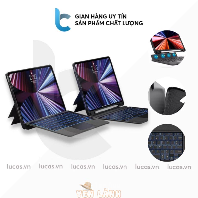 Ốp Lưng/BaoDa/Case Bàn Phím Bluetooth iPad Có Đèn Led Phím, Trackpad Mượt Mà, Có Thể Tháo Rời Bàn Phím WIWU Mag Touch