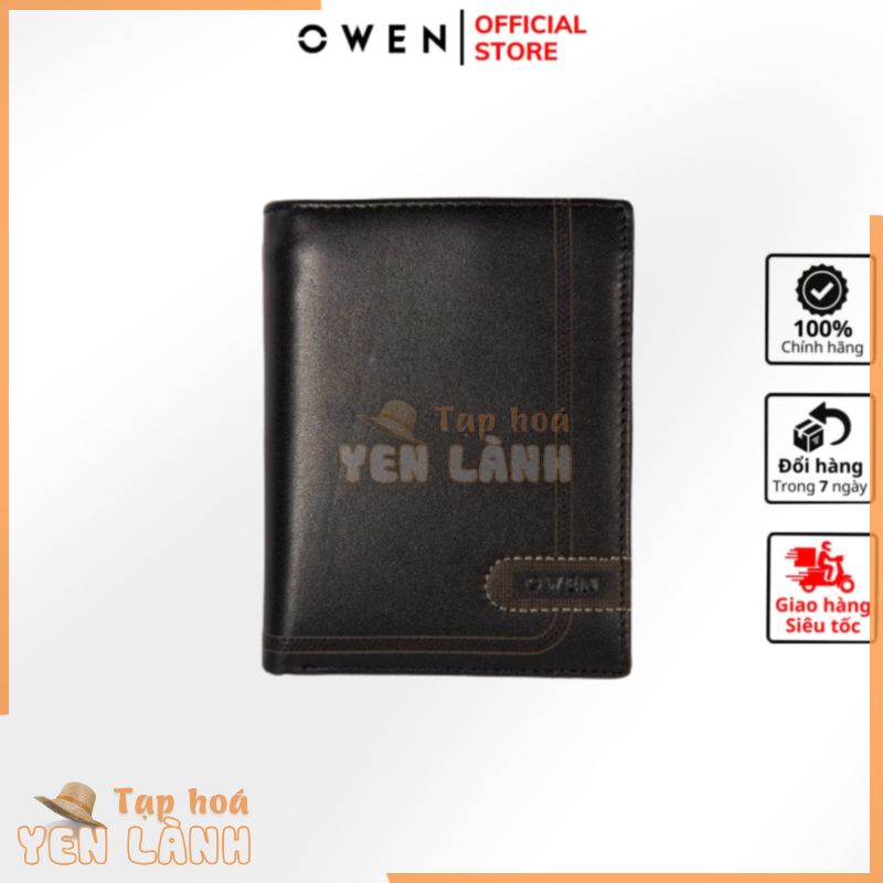 Ví da bò nam OWEN VID221572 kiểu bóp dọc đựng tiền đẹp nhỏ gọn chất liệu da bò cao cấp màu đen nâu