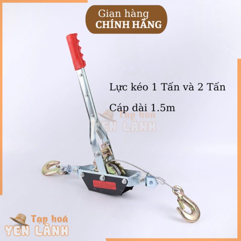 Pa lăng lắc tay , tời cứu hộ chằng buộc hàng , cáp dài 1,5m , tải trọng 1-2 tấn