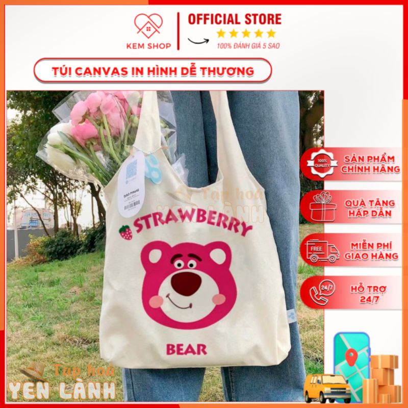 Túi Vải Canvas Kem Kem Store – Túi Canvas In Hình Dễ Thương Phù Hợp Để Đi Chơi Đi Ra Ngoài Hay Phối Đồ Với Những Bộ Đồ