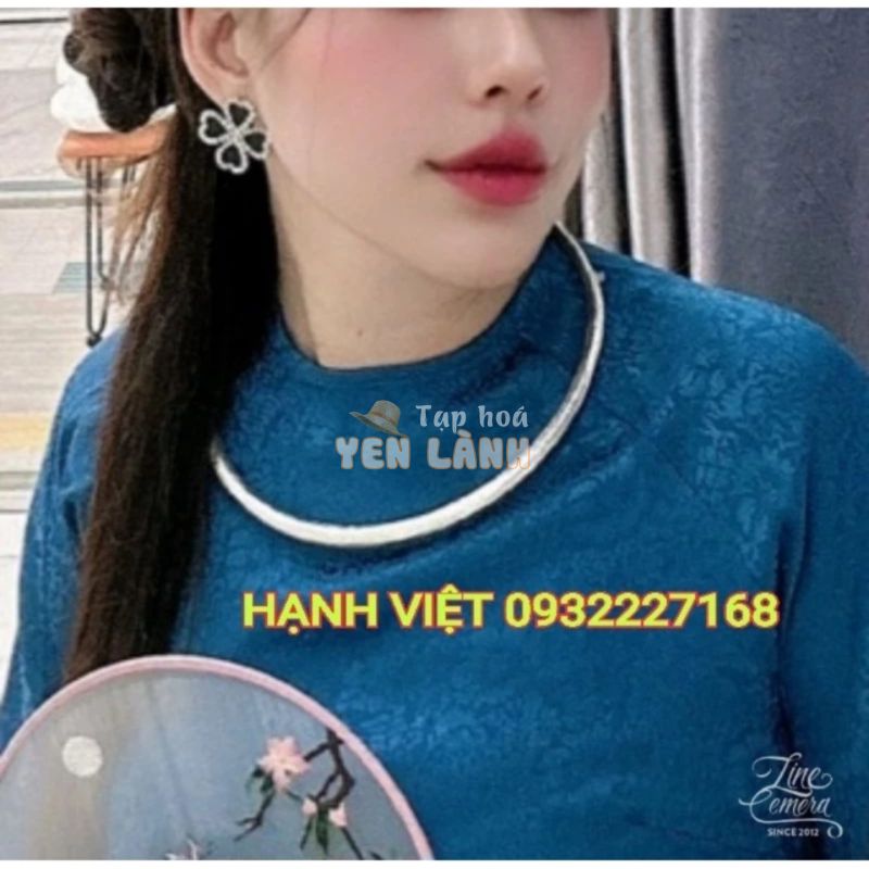 Kiềng cổ đơn mạ bạc , mặc áo dài , dân tộc , chụp ảnh. Phụ kiện Hầu Đồng .