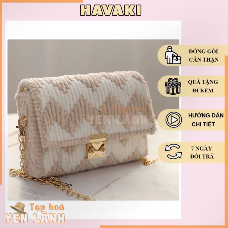 Túi len tự đan, túi handmade tự đan, túi xách handmade tự làm, túi tự đan DIY, túi đan len – Phụ kiện đan túi HAVAKI